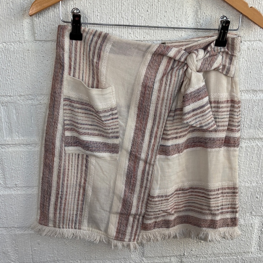 Anthropologie HOLDING HORSES Striped Faux Wrap Mini Skirt sz 2 - Picture 3 of 7